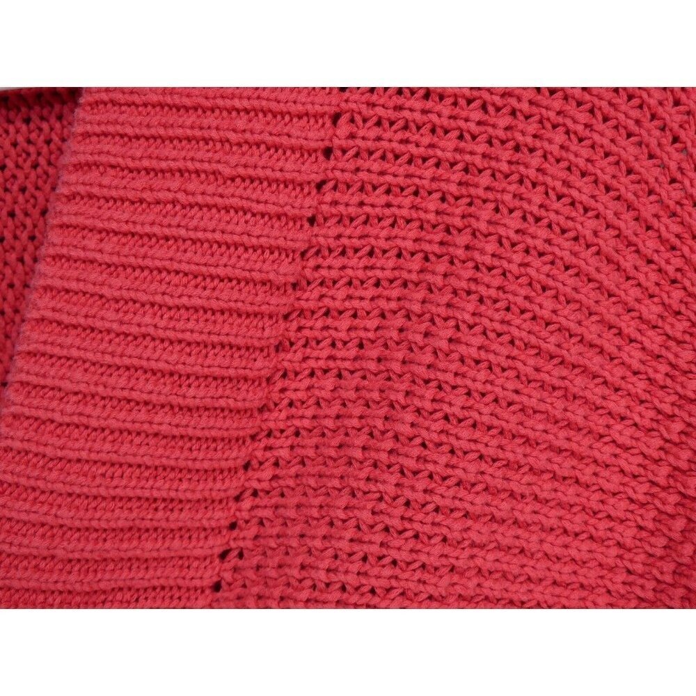 Chico's Open Knit Cardigan Sweater Pink Size 2 (L/12) 3/4 Bell Sleeve Chunky - Picture 9 of 10